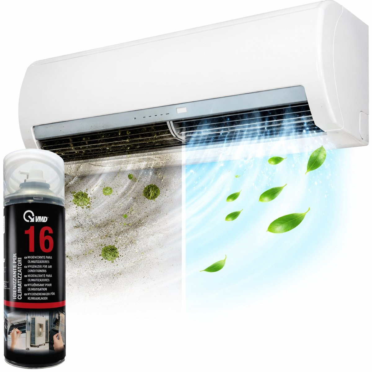 VMD Airco Reiniger Spray 400ml voor auto en huis airconditioning – Verwijdert geur en bacteriën