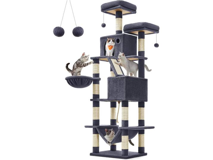 Kratzbaum XXL Katzenbaum Hoch Rauchgrau