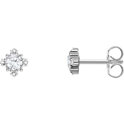 Paar Ohrstecker THOMAS SABO "Vintage mit Stein", bunt (silberfarben, weiß, weiß), Ohrringe, Damen, Silber 925 (recycelt), mit Zirkonia (synth.), Saphir (synth.)