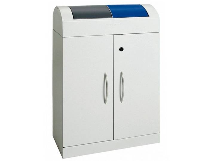 PROREGAL® Mülltrennsystem Wertstoffsammler 4x45L HxB 97x110cm Feuershemmendd Grau/Rot/Gelb/Blau