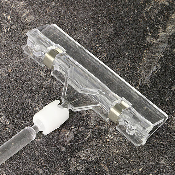 SPRINTIS 10 Unités - Clip porte-étiquette avec support pour prix et plateau autocollant (ø 90 mm), 10 cm d'extension, transparent, PS
