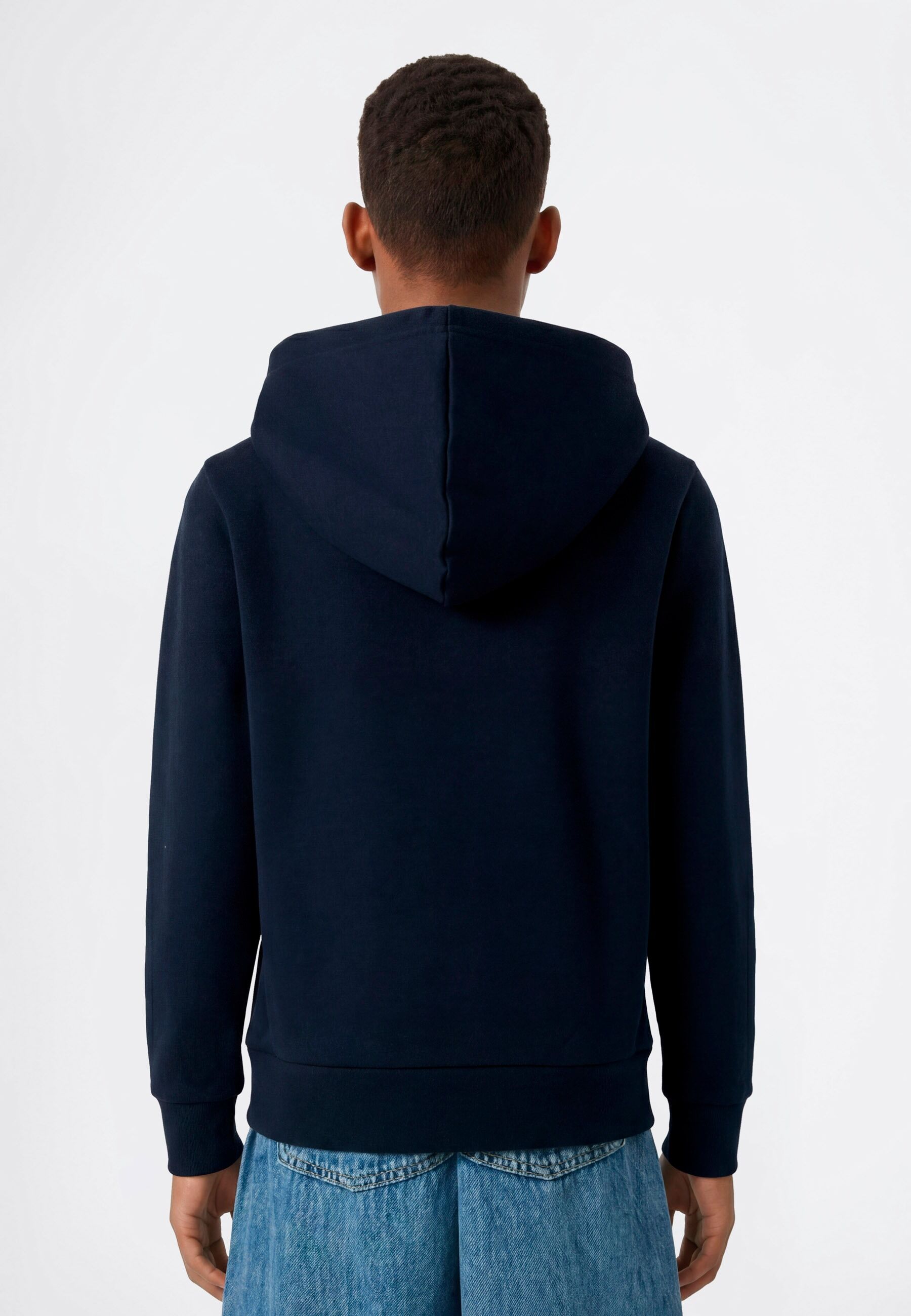 Kapuzensweatjacke CHAMPION "SPORTWEAR ZIP-UP HOODIE Standard Fit", Mädchen, Gr. XXL, blau (nny), Obermaterial: 55% Baumwolle, 45% Polyester, Sweatjacken Kapuzensweatjacke, für Kinder und Jugendliche, mit sportlichem Charakter, Standard Fit nny XXL