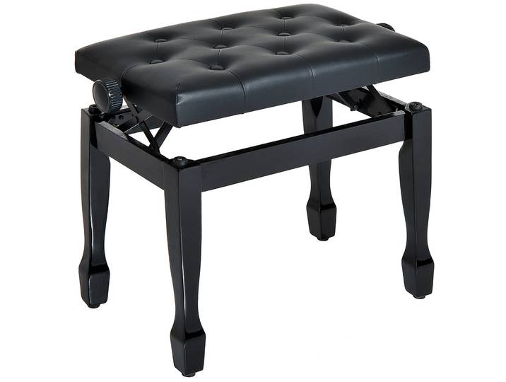 Homcom Banc de piano réglable en hauteur, tabouret de piano, siège en cuir synthétique, pieds en bois, 64x35x55 cm, noir