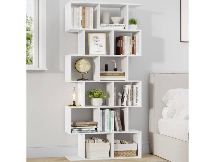 Étagère à 6 niveaux avec 12 compartiments, étagère de bureau, étagère de présentation, bibliothèque, étagère sur pied pour salon