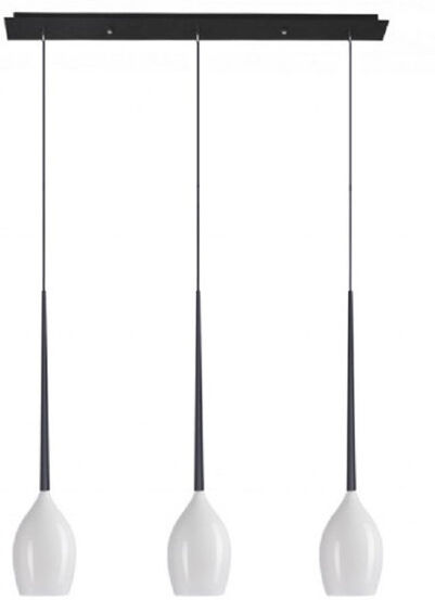Azzardo Izza 3 - Light Black Kitchen Island Pendant Shiny White 40cm H X 80cm W X 13cm D