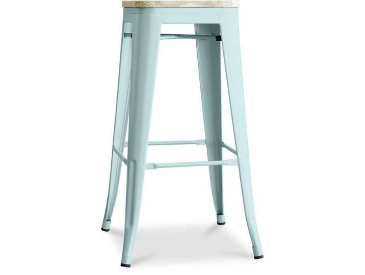 Tabouret de bar - Bistrot Metalix - 76 cm - Métal et bois clair - Vert pâle - Design industriel