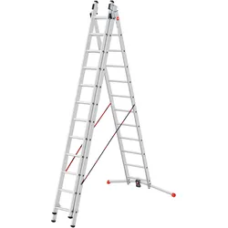 Hailo, Leiter + Gerüst, S100 ProfiLOT, Aluminium Kombileiter 3-teilig, 3x12 Sprossen (Stehleiter, 48 cm)