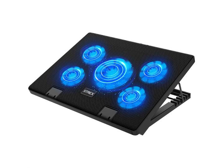 Strex Laptop Cooler - 5 Ventilatoren - 10 - 17 Inch - Zwart