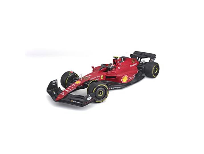 Bburago Formula 1 Ferrari F1-75 SAINZ met helm 1:18 schaal Collectible Race Car