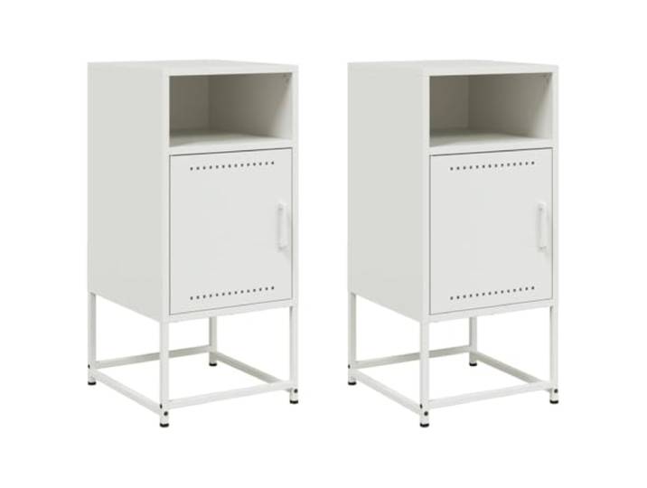 GHVBNMF 2er Set Nachttische Weiß 36x39x78 cm Stahl Beistelltisch Robuste Metallschränke aus Stahl für Schlafzimmer und Wohnzimmer mit viel Stauraum im zeitlosen Industrie Design.