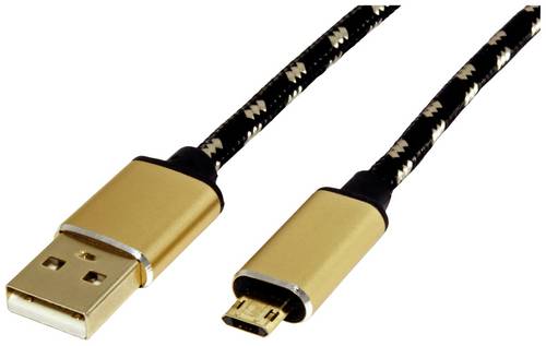 Roline USB-Kabel USB 2.0 USB-A Stecker, USB-Micro-B Stecker 0.80m Schwarz, Gold Geschirmt 11.02.8819