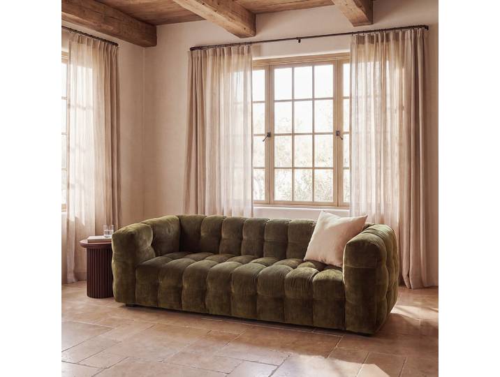 Sofa Cloud, 3/4-Sitzer, Khakigrün mit Antik-Effekt