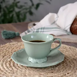 Chic Antique Provence Kaffeetasse mit Untertasse, Ø 9,5 cm / 200 ml, verte