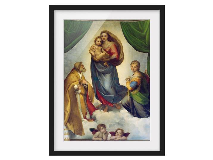 Bild Die Sixtinische Madonna I Teilmassivholz Kiefer, matt lackiert Multicolor 30 x 40cm