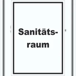 HB-Druck Sanitätsraum Aufkleber mit Text Krankenzimmer hochkant A7 (74x105mm)