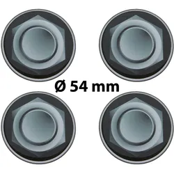 4 x Ø 54 mm Polymere Aufkleber / Radmutter-Optik / Nabenkappen, Felgendeckel