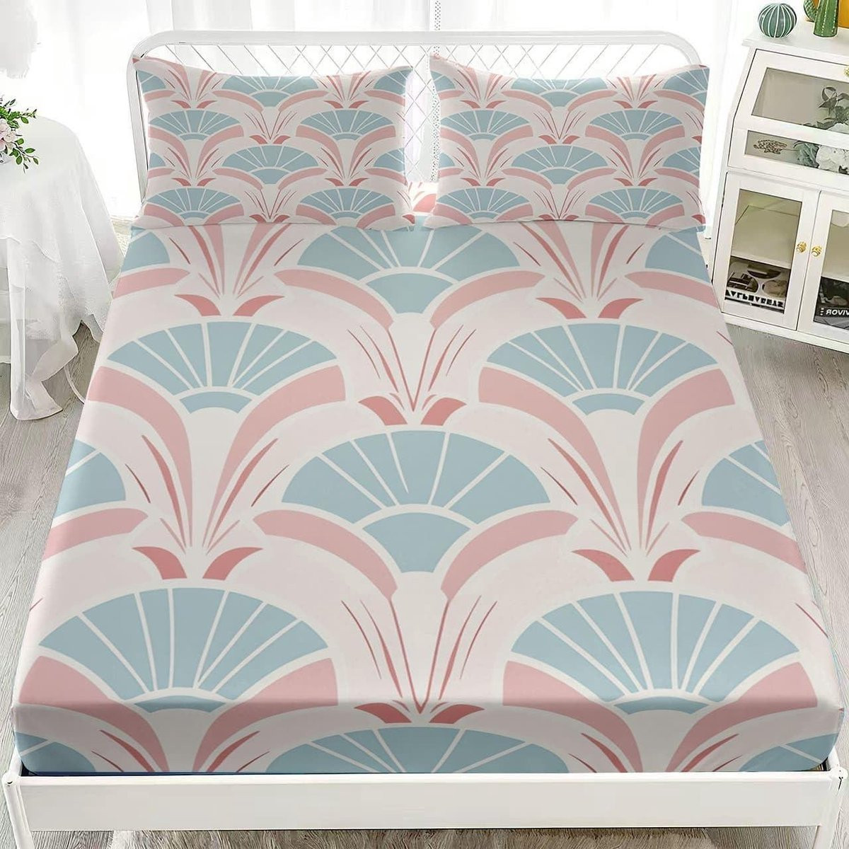Hoeslaken Microvezel Matrasbeschermer Blauw Roze 80x160 cm