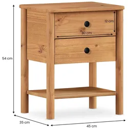 Idimex, Nachttisch, Nachttisch APOANA 2 Schubladen aus Massivholz – Eiche farben (45 x 35 x 53 cm)