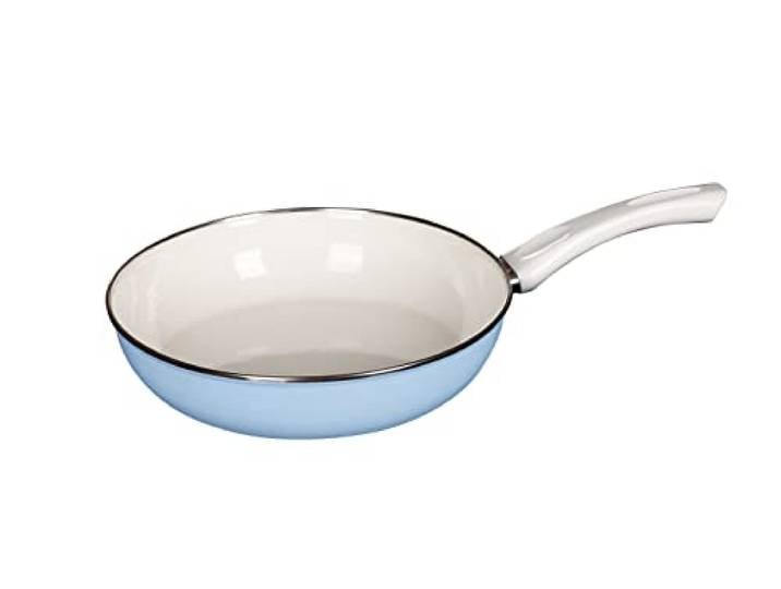 Riess, 0057-032, Ceramic Glas Pfanne Ø 28cm, Classic, BLUE, Blau, Volumen (empf.): 2,5 Liter, Herstellung in Österreich, LBH: 47,3x29,2x8,8cm, 2,003kg, Pfanne, Emailliert
