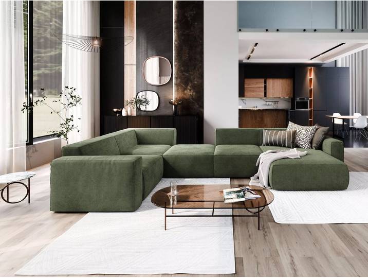 Muffo Ecksofa DREAM SET 6, HR-Schaum + gewellte Feder, Modernes Design, Universelles Layout, modularer Aufbau