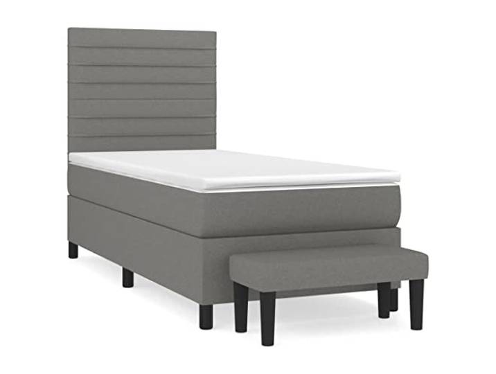 PUGYNBK Boxspringbett, 90 x 200 cm, dunkelgrau Verstellbares Kopfteil, mittlere Festigkeit, atmungsaktiv, mit Montageanleitung