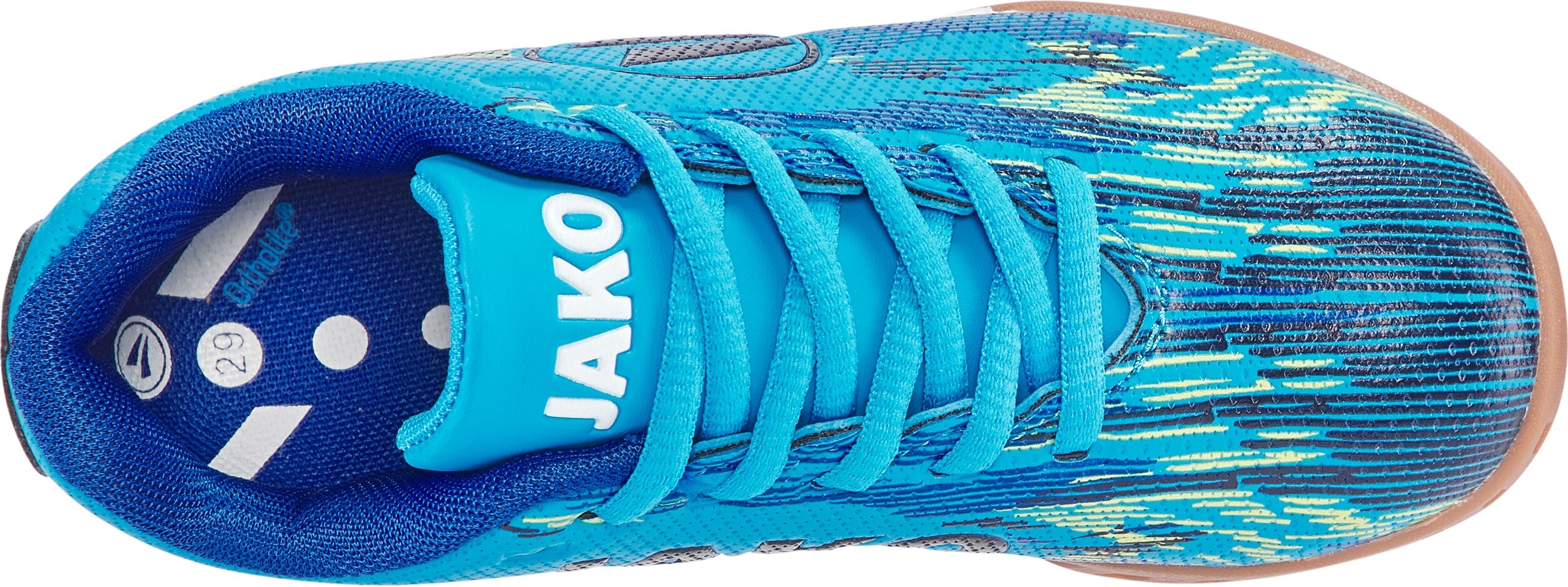 Indoorschuh JAKO "J-SI STEPOVER", Mädchen, Gr. 29, blau (sky, limetta), Synthetik, Schuhe Indoorschuh sky, limetta 29