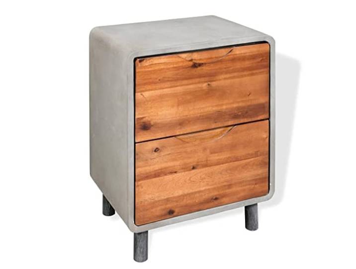 vidaXL Nachttisch Beton Massivholz Akazie 40x30x50 cm