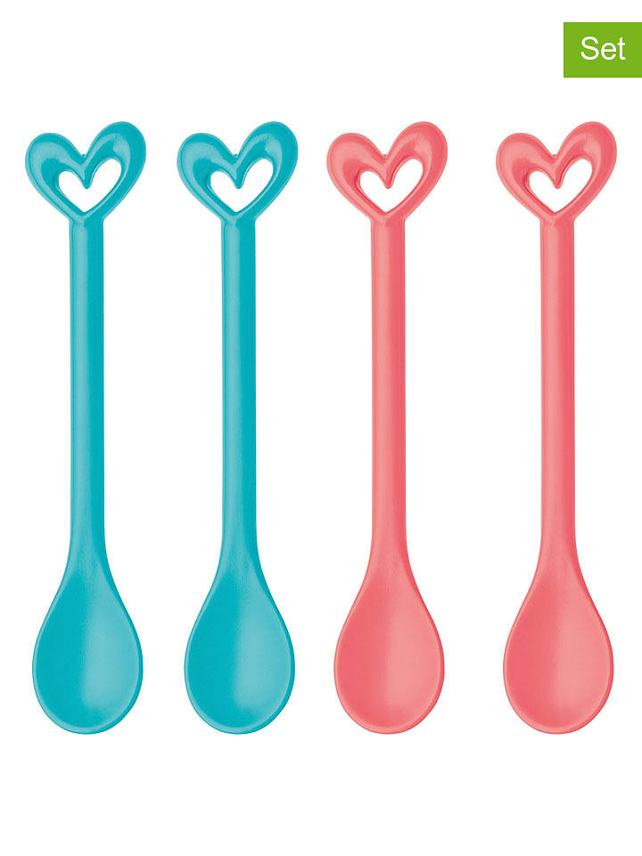 koziol 4er-Set: Kaffeelöffel in Blau/ Rot - (L)15,1 cm - onesize