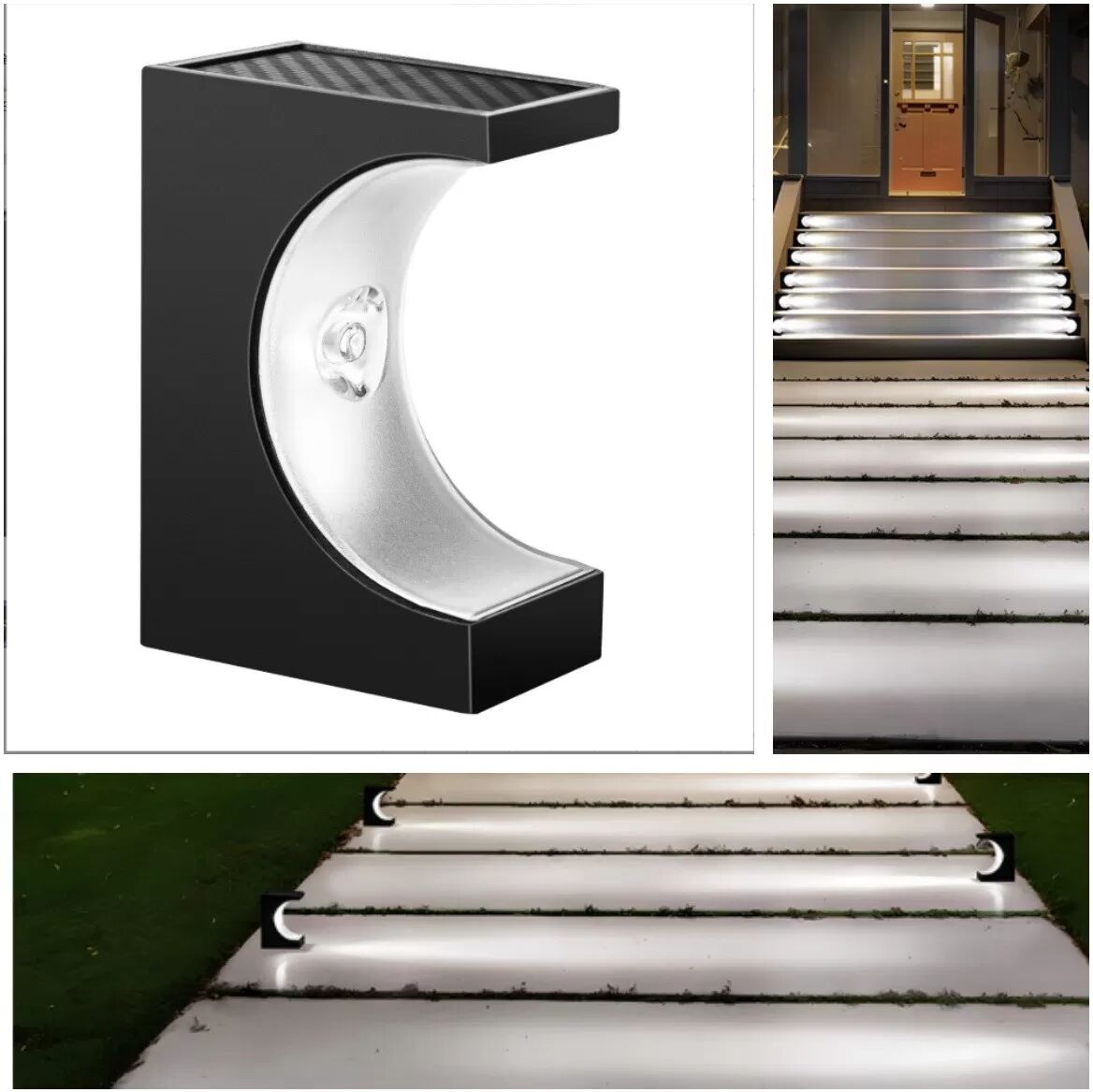 INF Solarbetriebene Treppenleuchte für den Außenbereich – Weißes Licht, einfache Installation 4-pack