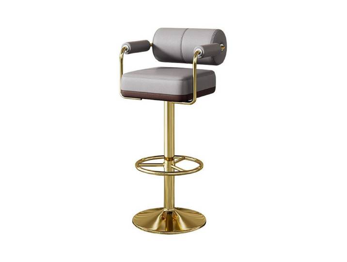 LuxusKollektion Barhocker Barhocker Drehbar Lehne Höhenverstellbar Metallgestell Grau