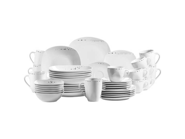 Mäser Kombiservice Fadilla, Weiß, Keramik, 42-teilig, Punkte, 200 ml,200 ml,300 ml, Essen & Trinken, Geschirr, Geschirr-Sets, Kombiservice