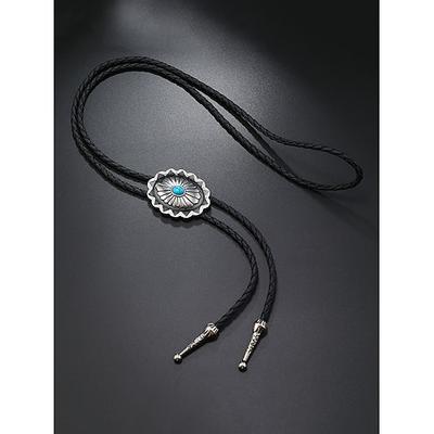 Türkisfarbene Bolotie-Halskette für Herren – Lederhalsband im Western-Cowboy-Vintage-Stil mit Metallanhänger für Rodeo-Hochzeiten und Country-Musik-Events