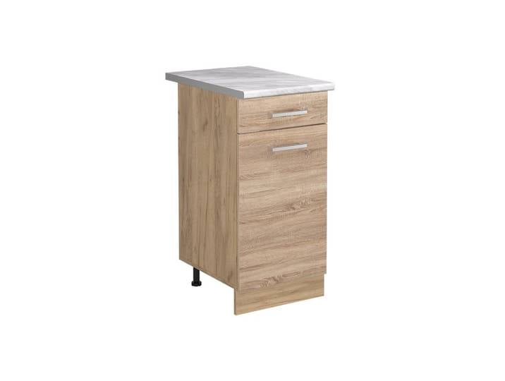 Vicco Unterschrank R-Line, Sonoma/Goldkraft Eiche, 40 cm Arbeitsplatte Marmor (1-St)