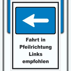 HB-Druck In Pfeilrichtung fahren links Symbol und Text Aufkleber A7 (74x105mm)