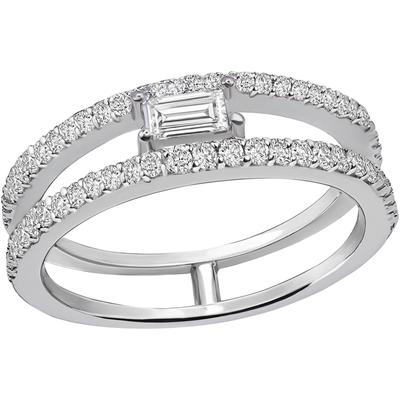 Fingerring FIRETTI "Schmuck Geschenk Silber 925 Damenring Ring Mitte Oktagon Schliff" Gr. 54, silber (silberfarben, kristallweiß), Fingerringe, Damen, 54, Silber 925 (Sterlingsilber), 1,2mm, Fingerring, mit Zirkonia (synth.)