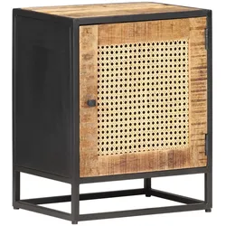 vidaXL Nachttisch 40x30x50 cm Raues Mangoholz und Wiener Geflecht