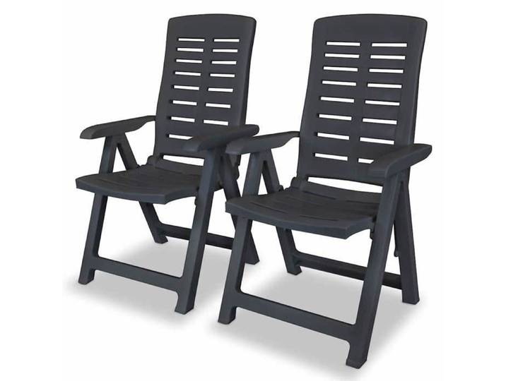 CHIC Fauteuils Pliants Inclinables Lot de 2 en Plastique 2 pcs Anthracite 60x61x108 cm pour Jardin et Terrasse 401579