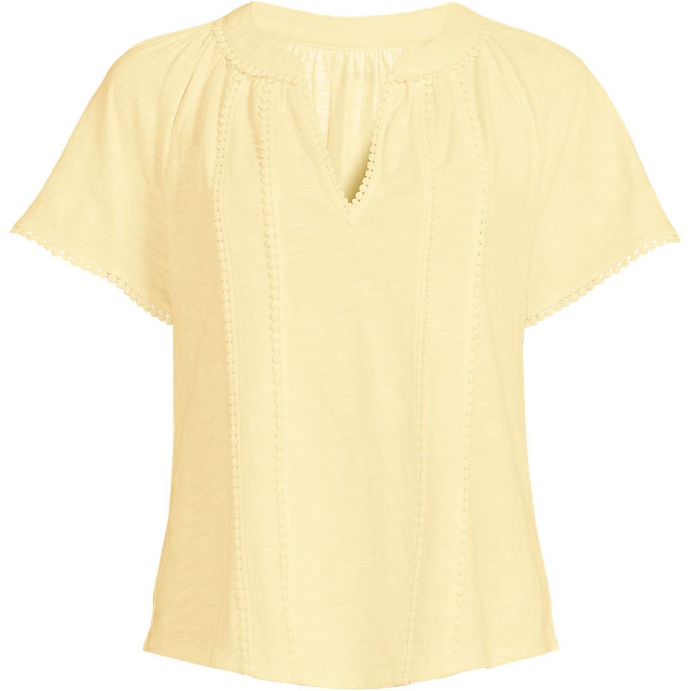 Flammgarn-Shirt mit Tunika-Ausschnitt in Plus-Größe für Damen, Damen, size: plus, Gelb, Baumwolle, by Lands' End