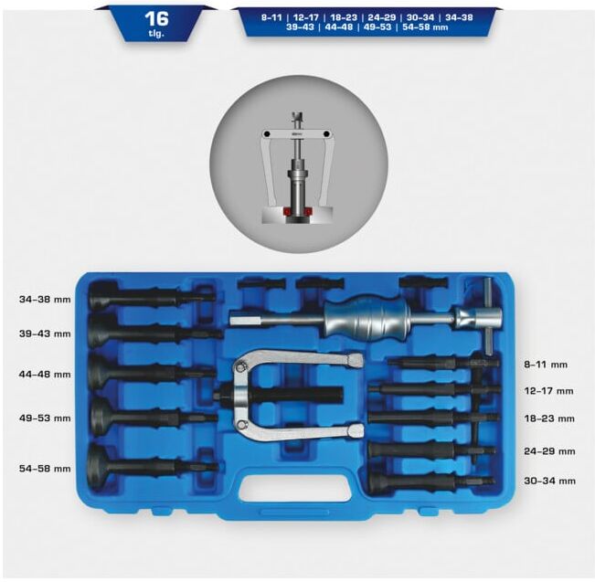 Brilliant Tools Kit d’extracteur de roulement intérieur, 16 pcs (BT631150)