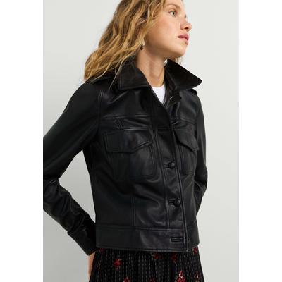 Lederjacke PEPE JEANS "Lederjacke NONDE", Damen, Gr. M, schwarz, 100% Lammleder, Jacken