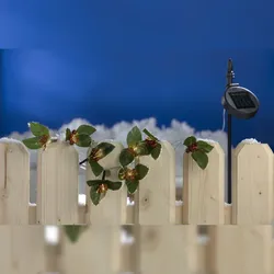 LED Solar-Lichterkette Ilex Stechpalme Girlande Weihnachtsdeko Balkondeko