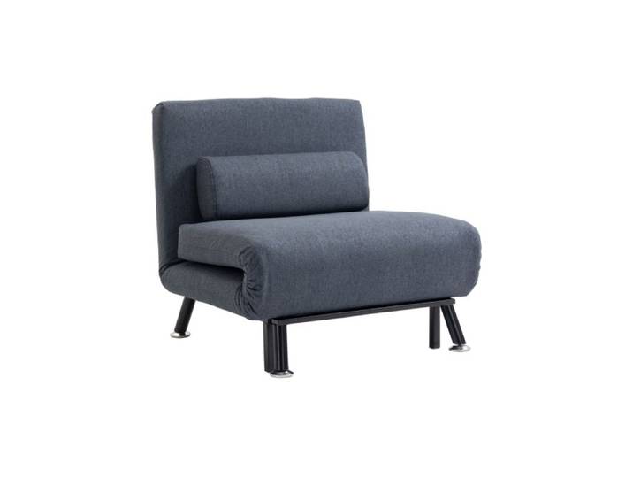 HOMCOM Linen Chair Bed 3-in-1 Convertible Sleeper Chair with Adjustable Backrest Pillow for Living Room Bedroom Dark Grey
