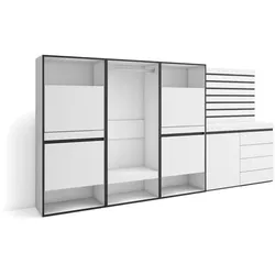 SKRAUT HOME Schuhschrank, Platzsparender Schrank, 287x35x145 cm, Schlafzimmer, Offener Schrank, Frisiertisch, Dekorative Paneele, Weiß _459_63