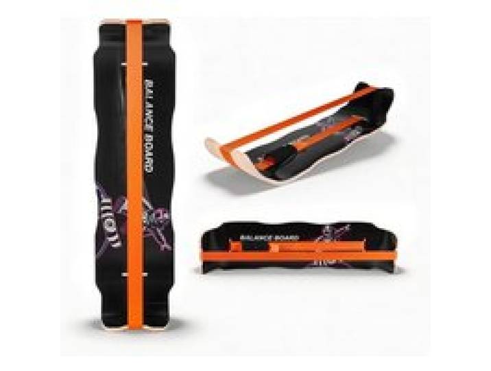 VEVOR Balance Board für Erwachsene (107 cm), Wackelbrett bis 200 kg Belastbar, Gebogenes Balance-Trainingsgerät mit Gurt für Core-Workouts Stehpultübungen Heim-Fitnessstudio Yoga, Orange Schwarz