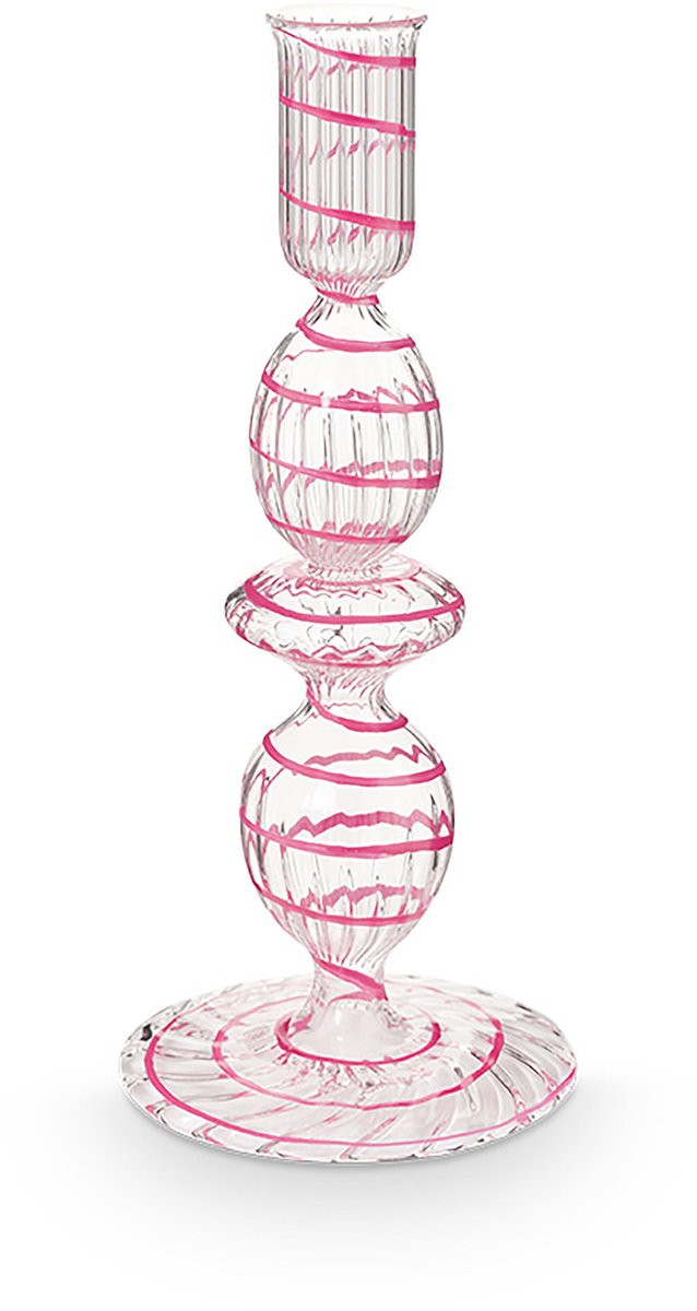 Pip Studio Glas Swirl Kandelaar Roze - 20 cm