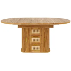 OKWISH Ausziehbarer Esstisch aus MDF in Eiche mit Stauraum, 118/158 x 118 x 77,1 cm