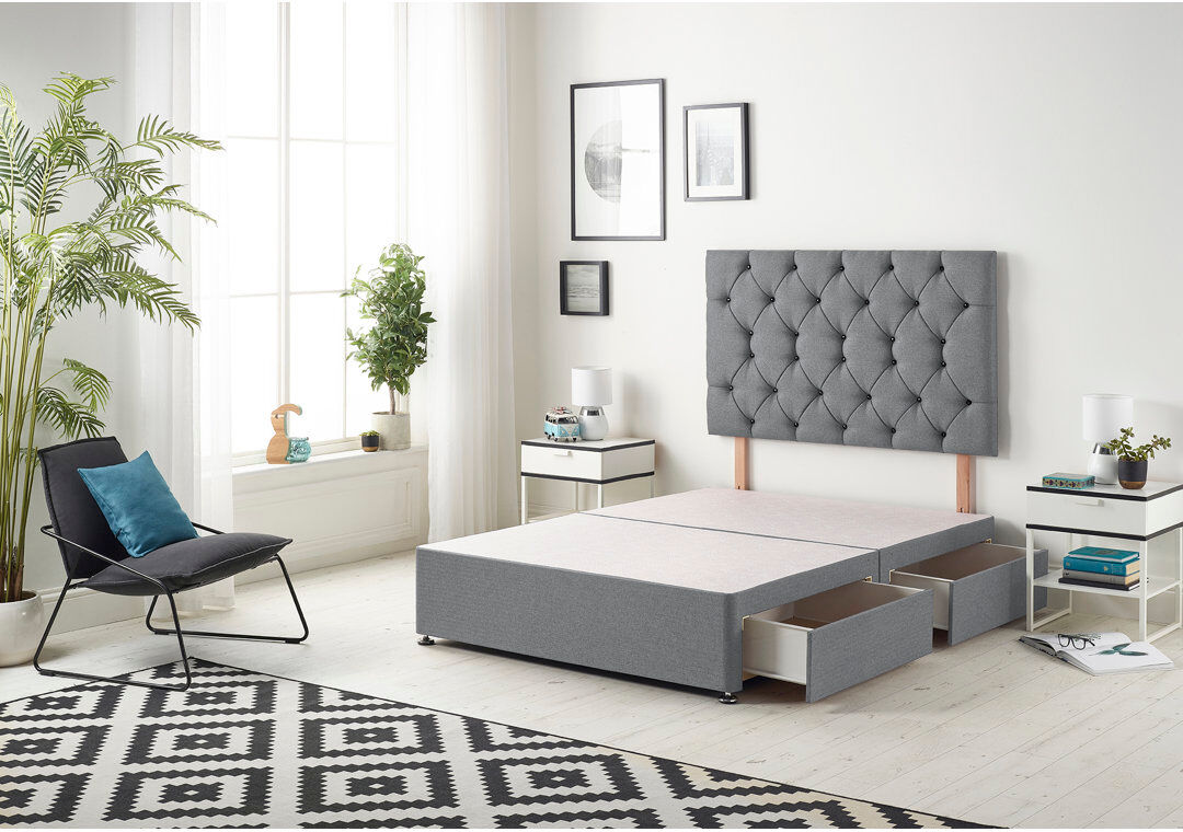 Rosalind Wheeler Copple Divan Bed Charcoal Kingsize (5')