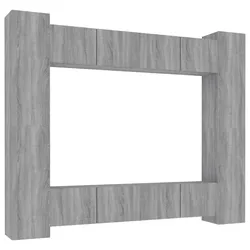 vidaXL 8-tlg. TV-Schrank-Set Grau Sonoma Holzwerkstoff