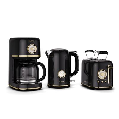 Victoria Frühstücksset | Toaster, Wasserkocher, Kaffeemaschine | 12 Tassen Schwarz Klarstein