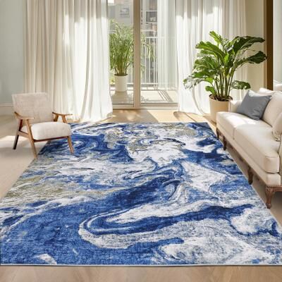 Garvee Modern Abstract Fluid Washable Area Rug